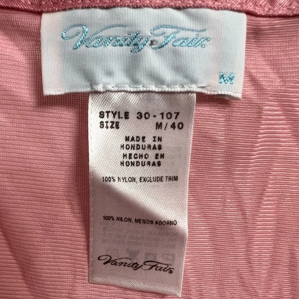 Vanity Fair Nightgown Medium Nylon Silky Knee Length Pink USA VIntage 70s - Picture 3 of 5